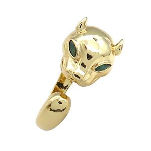 Copper Rings Pave Zircon Leopard Gold Plated, approx 11mm, 18mm dia [FN38799]