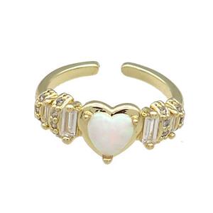 Copper Rings Pave Zircon Heart Gold Plated, approx 8mm, 18mm dia [FN38805]
