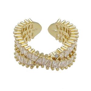 Copper Rings Pave Zircon Gold Plated, approx 10.5mm, 18mm dia [FN38809]