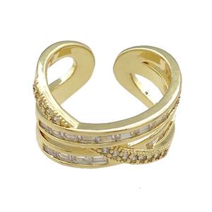 Copper Rings Pave Zircon Gold Plated, approx 11.5mm, 18mm dia [FN38811]