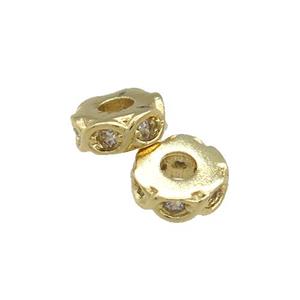 Copper Heishi Beads Pave Zircon Gold Plated, approx 10mm [FN38827-10MM]