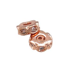 Copper Heishi Beads Pave Zircon Rose Gold, approx 8mm [FN38828-8MM]