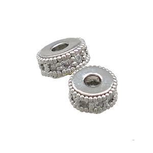 Copper Heishi Beads Pave Zircon Platinum Plated, approx 6mm [FN38830-6MM]