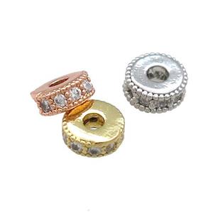 Copper Heishi Spacer Beads Pave Zircon Rondelle Mixed, approx 8mm [FN38833-8MM]