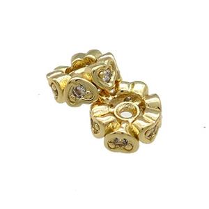 Copper Rondelle Beads Pave Zircon Gold Plated, approx 6mm [FN38835-6MM]