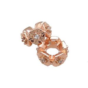Copper Rondelle Beads Pave Zircon Rose Gold, approx 8mm [FN38839-8MM]