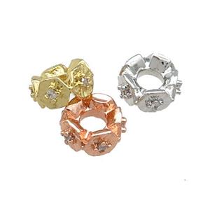 Copper Rondelle Beads Pave Zircon Mixed, approx 10mm [FN38840-10MM]