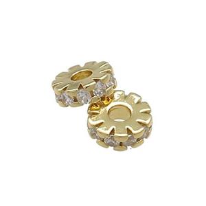 Copper Heishi Beads Pave Zircon Gold Plated, approx 10mm [FN38842-10MM]