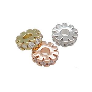 Copper Heishi Spacer Beads Pave Zircon Rondelle Mixed, approx 10mm [FN38844-10MM]