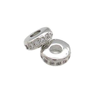 Copper Heishi Beads Pave Zircon Platinum Plated, approx 6mm [FN38845-6MM]
