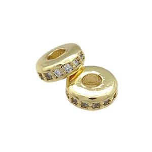Copper Heishi Beads Pave Zircon Gold Plated, approx 6mm [FN38846-6MM]