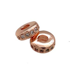 Copper Heishi Beads Pave Zircon Rose Gold, approx 6mm [FN38847-6MM]