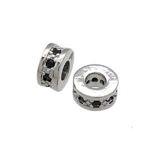 Copper Heishi Beads Pave Zircon Platinum Plated, approx 8mm [FN38849-8MM]