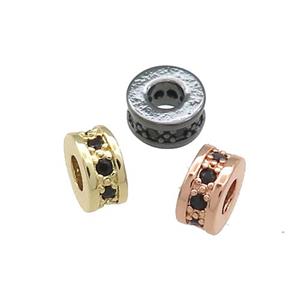 Copper Heishi Spacer Beads Pave Zircon Rondelle Mixed, approx 10mm [FN38853-10MM]