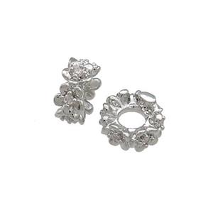 Copper Rondelle Beads Pave Zircon Platinum Plated, approx 6mm [FN38854-6MM]