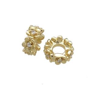 Copper Rondelle Beads Pave Zircon Gold Plated, approx 8mm [FN38855-8MM]