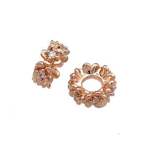 Copper Rondelle Beads Pave Zircon Rose Gold, approx 8mm [FN38856-8MM]