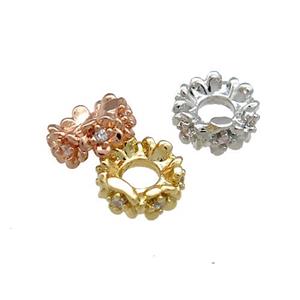 Copper Rondelle Beads Pave Zircon Mixed, approx 10mm [FN38857-10MM]