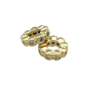 Copper Heishi Beads Pave Zircon Gold Plated, approx 10mm [FN38863-10MM]