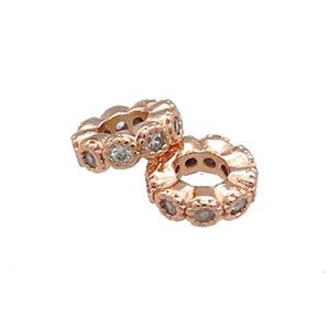Copper Heishi Beads Pave Zircon Rose Gold, approx 10mm [FN38864-10MM]