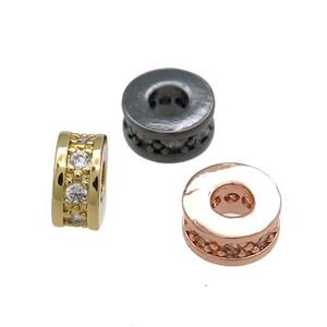 Copper Heishi Beads Pave Zircon Rondelle Mixed, approx 6mm [FN38874-6MM]
