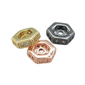 Copper Hexagon Beads Pave Zircon Mixed, approx 10mm [FN38883-10MM]
