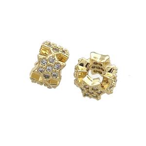 Copper Rondelle Beads Pave Zircon Gold Plated, approx 6mm [FN38885-6MM]