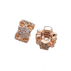 Copper Rondelle Beads Pave Zircon Rose Gold, approx 10mm [FN38886-10MM]