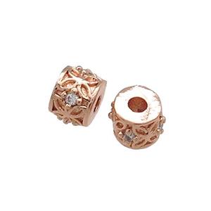 Copper Tube Beads Pave Zircon Rose Gold, approx 6mm [FN38890-6MM]