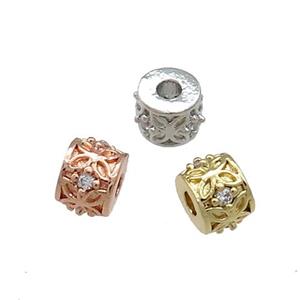 Copper Tube Beads Pave Zircon Mixed, approx 6mm [FN38891-6MM]