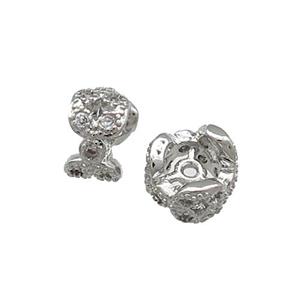 Copper Rondelle Beads Pave Zircon Platinum Plated, approx 6mm [FN38892-6MM]