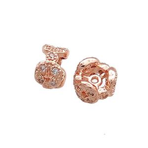 Copper Rondelle Beads Pave Zircon Rose Gold, approx 8mm [FN38894-8MM]