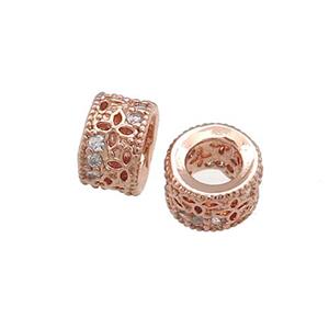 Copper Tube Beads Pave Zircon Rose Gold, approx 8mm [FN38898-8MM]