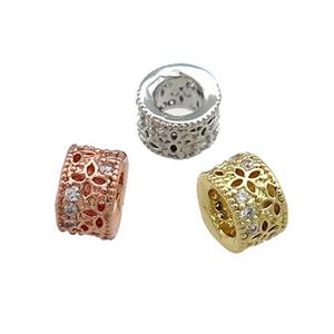 Copper Tube Beads Pave Zircon Mixed, approx 6mm [FN38899-6MM]