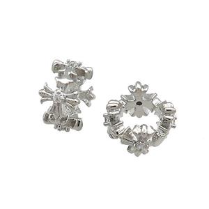 Copper Rondelle Beads Pave Zircon Large Hole Platinum Plated, approx 6mm [FN38900-6MM]