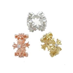 Copper Rondelle Beads Pave Zircon Large Hole Mixed, approx 8mm [FN38903-8MM]