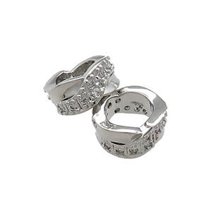 Copper Rondelle Beads Pave Zircon Large Hole Platinum Plated, approx 6mm [FN38916-6MM]