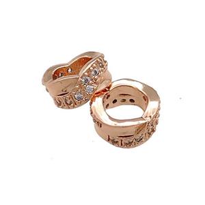 Copper Rondelle Beads Pave Zircon Large Hole Rose Gold, approx 8mm [FN38918-8MM]