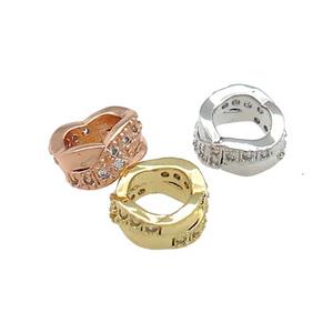 Copper Rondelle Beads Pave Zircon Large Hole Mixed, approx 6mm [FN38919-6MM]