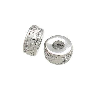 Copper Heishi Beads Pave Zircon Platinum Plated, approx 6mm [FN38924-6MM]
