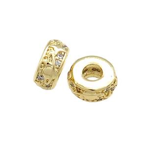 Copper Heishi Beads Pave Zircon Gold Plated, approx 10mm [FN38925-10MM]