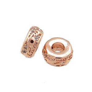 Copper Heishi Beads Pave Zircon Rose Gold, approx 6mm [FN38926-6MM]