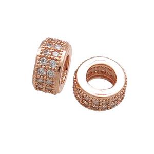 Copper Heishi Beads Pave Zircon Large Hole Rose Gold, approx 6mm [FN38949-6MM]