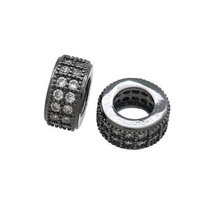Copper Heishi Beads Pave Zircon Large Hole Black Plated, approx 8mm [FN38950-8MM]