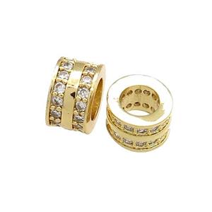 Copper Heishi Beads Pave Zircon Large Hole Gold Plated, approx 8mm [FN38953-8MM]