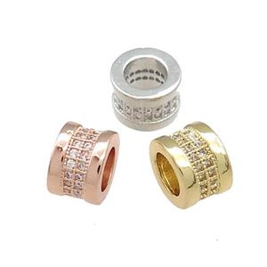 Copper Tube Beads Pave Zircon Large Hole Mixed, approx 10mm [FN38959-10MM]