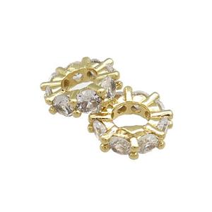 Copper Heishi Beads Pave Zircon Gold Plated, approx 10mm [FN38965-10MM]