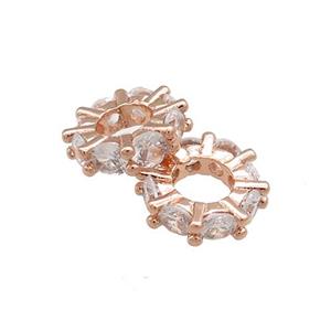 Copper Heishi Beads Pave Zircon Rose Gold, approx 10mm [FN38966-10MM]