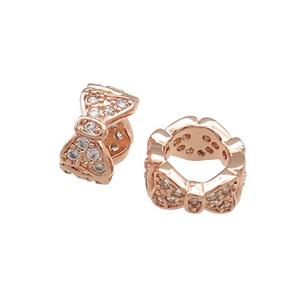 Copper Rondelle Beads Pave Zircon Butterfly Large Hole Rose Gold, approx 8mm [FN38970-8MM]