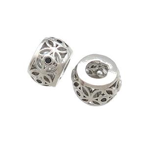 Copper Rondelle Beads Pave Zircon Platinum Plated, approx 10mm [FN38976]